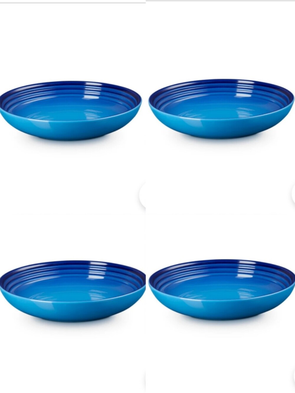 Le Creuset Set Of 4 Stoneware 8.5" Pasta Bowl- Azure Blue
